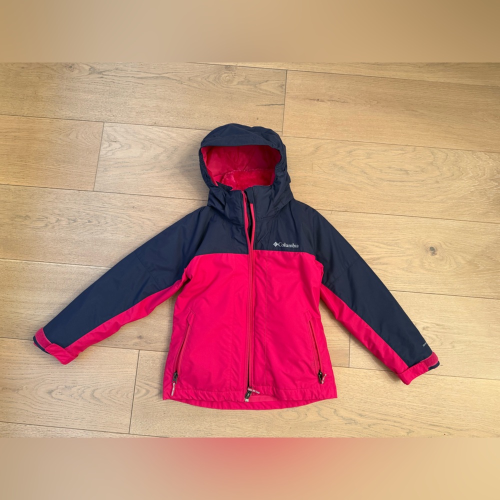 Columbia Interchange 3-in-1 ski coat, pink and navy blue